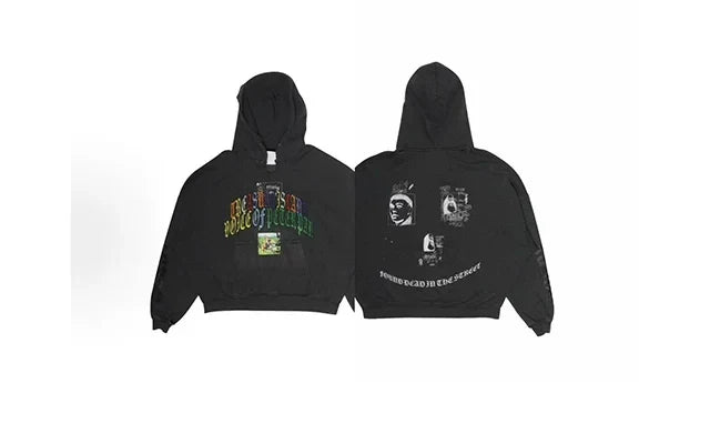 PALY Hollywood Multi-Color Slogan Graphic Hoodie - Black